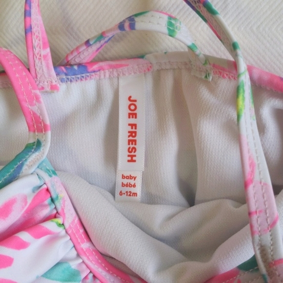 joe fresh tiered tropical floral lined one piece swimsuit 6-12 months baby girl - Picture 4 of 8